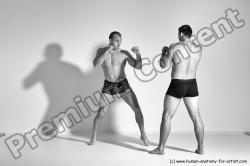 Underwear Martial art Man - Man White Moving poses Athletic Short Brown Dynamic poses Academic